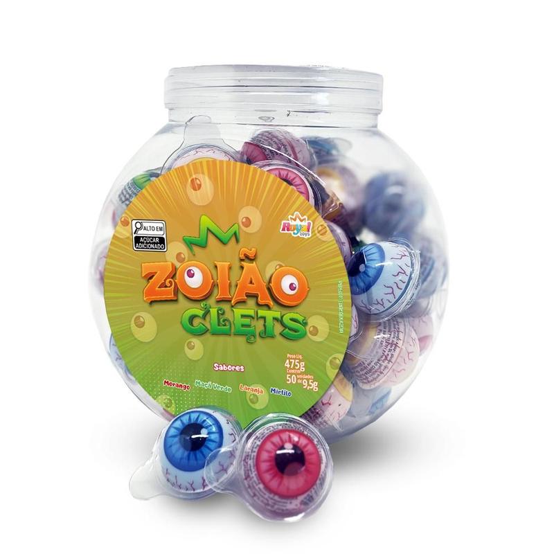 Chiclete Zoião Clets Olhos Sabor Sortido - 50 Unidades - Chicletes